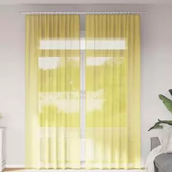 vidaXL Voile Vorh&auml;nge mit Stangentaschen 2 Stk. Gelb (4102230)