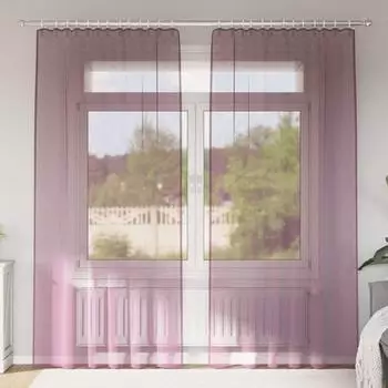 vidaXL Voile Vorh&auml;nge mit Stangentaschen 2 Stk. Lila (4102204)