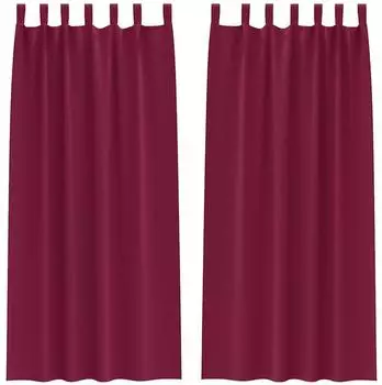vidaXL Verdunkelungsvorh&auml;nge mit Ringen, weinrot, Polyester, 245x140cm (4107576)