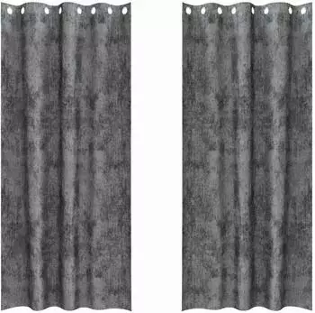 vidaXL Samtvorh&auml;nge mit &Ouml;sen, grau, 225x140cm, 2 St&uuml;ck (4107655)