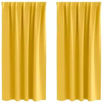 vidaXL Verdunkelungs-Vorh&auml;nge mit Ringen 2 pcs Senfgelb 175 x 140 cm (4107504)