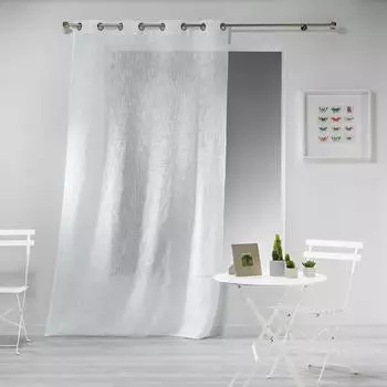 Douceur d'Int&eacute;rieur &Ouml;senvorhang Leinenoptik wei&szlig; 140x240cm