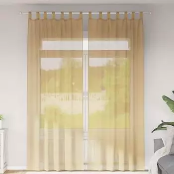 vidaXL Voile Vorh&auml;nge mit Stangentaschen 2 Stk. Sandfarbe (4102220)