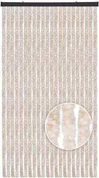 arsvita Flauschvorhang 100x200cm, meliert beige/wei&szlig;, Insektenschutz (11855-0002)
