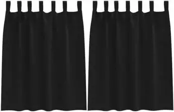 vidaXL Verdunkelungs-Vorh&auml;nge mit Ringen 2 pcs Schwarz 140 x 140 cm (4107538)