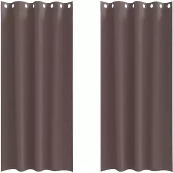 vidaXL Verdunkelungs-Vorh&auml;nge mit Ringen 2 pcs Dunkelbraun (4107335)