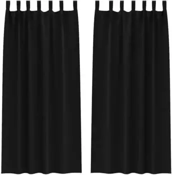 vidaXL Verdunkelungsvorh&auml;nge mit Ringen 2er-Set schwarz 260x140cm Polyester (4107542)