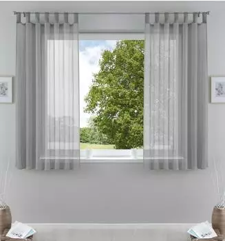 Gardinenbox Schlaufenschal transparent Voile grau, 140x175cm, 2er-Pack (61000CN-025)