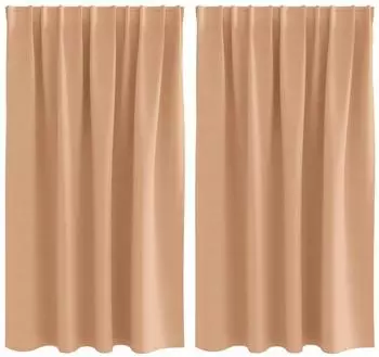 vidaXL Verdunkelungs-Vorh&auml;nge mit Ringen 2 pcs Hellbraun 140 x 140 cm (4107478)