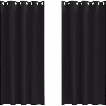 vidaXL Verdunkelungsvorhänge mit Ringen 2 Stk. schwarz 260x140cm Polyester (4107322)