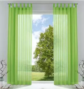 Gardinenbox Schlaufenschal transparent Voile Apfelgrün, 2er-Pack (61000CN-003)