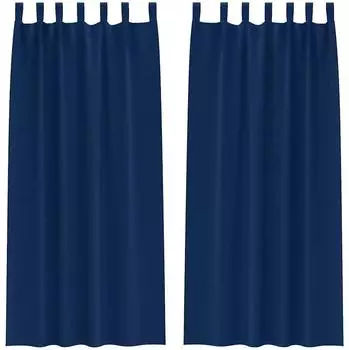 vidaXL Verdunkelungsvorh&auml;nge mit Ringen, dunkelblau, Polyester, 260x140cm, 2er-Set (4107587)
