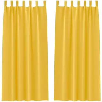 vidaXL Verdunkelungsvorh&auml;nge mit Ringen senfgelb 260x140cm, 2er-Set (4107617)