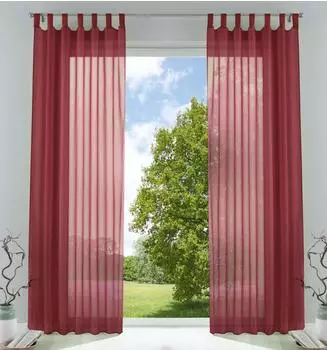Gardinenbox Schlaufenschal transparent Voile bordeaux 245x140cm (2er Pack)