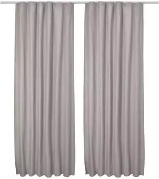 Beautissu Amelie TK Thermogardine blickdicht mit Kr&auml;uselband, 140x245cm, grau (2er-Set)