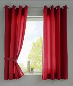 Gardinenbox Berlin Ösen-Vorhang Microsatin blickdicht, bordeaux, 2er-Set (20405N2)