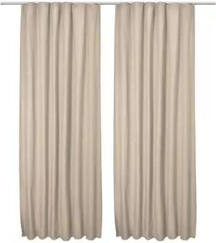 Beautissu Amelie TK Thermogardine blickdicht Kr&auml;uselband 140x245cm creme (2er-Set)