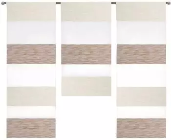 EXPERIENCE Mini Fl&auml;chenvorhang Set beige/wei&szlig;, halbtransparent, 90x80cm (2280-13)