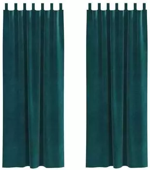 vidaXL Verdunkelungsvorhänge mit Schlaufen, Samt, dunkelgrün, 140x260cm (4107222)