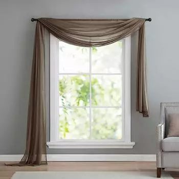 Gardinenbox Querbehang Voile transparent, nougat, 140x600cm