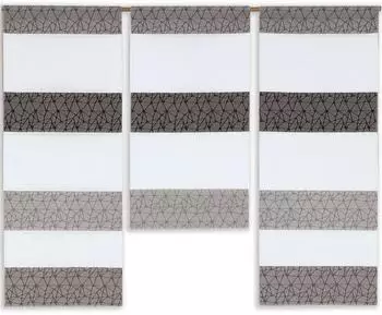 Startex Mini Fl&auml;chenvorhang Set Jacquard grau/wei&szlig;, halbtransparent, 90x80cm (2292)
