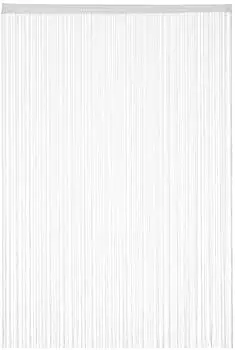 Relaxdays Fadenvorhang wei&szlig;, Polyester, waschbar, 145x245cm, 5er-Set