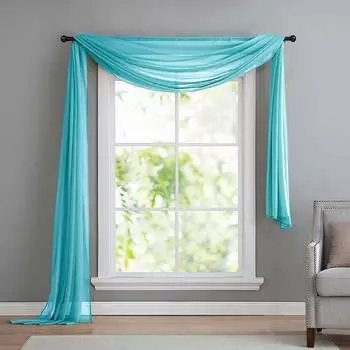 Gardinenbox Querbehang Voile transparent, blau, 140x600cm