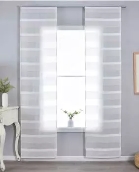 Gardinenbox Halle Schiebegardinen 2er-Set Chenille, natur meliert, 245x60cm (202480P-2)