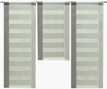EXPERIENCE Mini Fl&auml;chenvorhang Set Streifen braun/beige, 90x80cm, halbtransparent (2222)