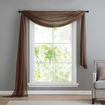 Gardinenbox Querbehang Voile transparent, braun, 140x600cm