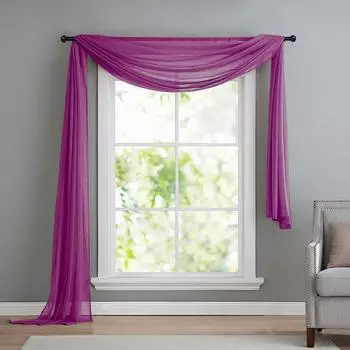 Gardinenbox Querbehang Voile, transparent, brombeer/flieder, 140x600cm