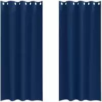 vidaXL Verdunkelungs-Vorh&auml;nge mit Ringen 2 Stk. Dunkelblau Polyester