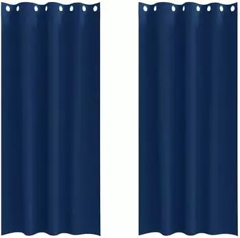 vidaXL Verdunkelungsvorhänge mit Ringen 260x140cm, dunkelblau, Polyester (4107367)