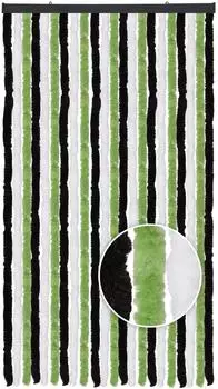 arsvita Flauschvorhang mit &Ouml;sen 90x220cm, blickdicht, schwarz-gr&uuml;n-wei&szlig; (11854-014)