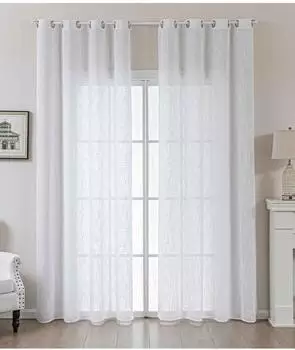 Gardinenbox Seoul &Ouml;sengardinen Linenlook-Struktur wei&szlig;, 2er-Set, 245x140cm