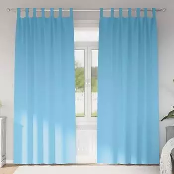 vidaXL Verdunkelungsvorhänge mit Ringen, hellblau, Polyester, 2er-Set (4107547)