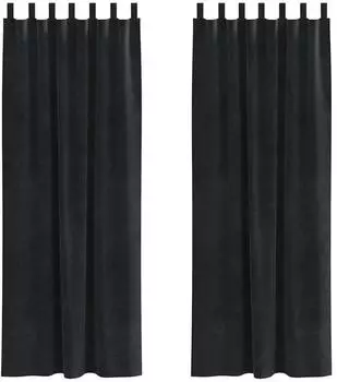 vidaXL Verdunkelungsvorh&auml;nge mit Schlaufen, Samt, schwarz, 140x260cm (2 St.)