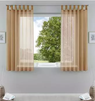 Gardinenbox Schlaufenschal transparent Voile, sand, 140x175cm, 2er-Pack (61000CN)