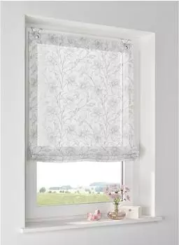 Heine Greta Raffrollo floral, wei&szlig;, 80x140cm (51710035-0)