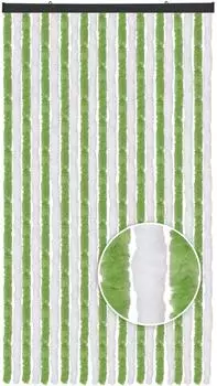 arsvita Flauschvorhang mit &Ouml;sen, blickdicht, gr&uuml;n-wei&szlig;, 90x220cm (11854-013)
