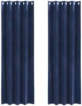 vidaXL Verdunkelungsvorhänge mit Ösen, Samt, dunkelblau, 140x260cm (2 Stk.)