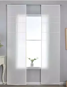 Gardinenbox Leipzig Schiebegardine halbtransparent, Kettenmuster, natur, 245x60cm (202450P-2)
