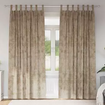 vidaXL Samtvorhänge mit Ösen, champagner, 245x140cm, 2 Stück (4107746)