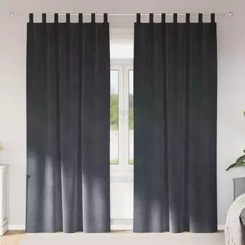 vidaXL Verdunkelungsvorhänge mit Schlaufen Samt hellgrau 140x245cm (2 St.)
