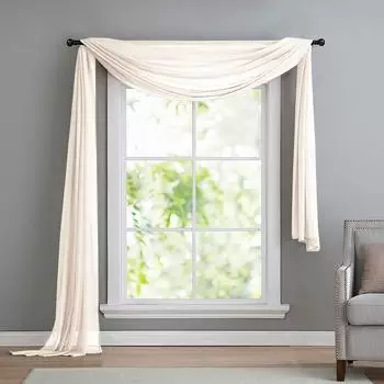Gardinenbox Querbehang Voile transparent, creme, 140x600cm