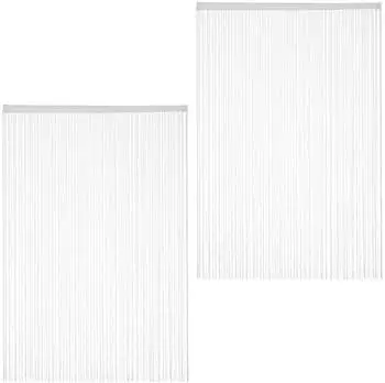 Relaxdays Fadenvorhang 2er-Set, kürzbar, 145x245cm, weiß (10048850_1466)
