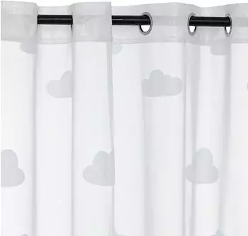 Atmosphera Kinderzimmer-Voile Wolken-Motiv wei&szlig; 140x240cm