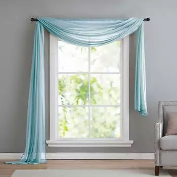 Gardinenbox Querbehang Voile transparent, hellblau, 140x600cm (560)