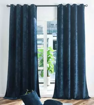 Gardinenbox Nürnberg Verdunkelungsvorhang Ösen Chenille blau, 135x245cm, 2er-Set (202420-2)