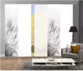 Home Fashion Digitaldruck Pampas grau wei&szlig; 5er-Set 60x245 cm